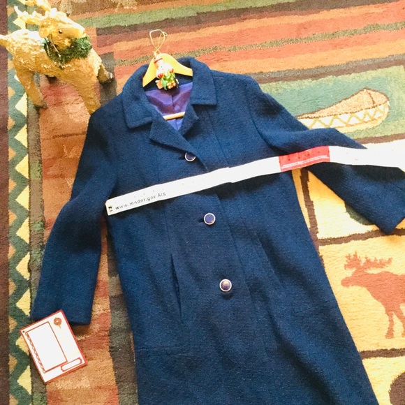 VINTAGE BLUE Wool COAT OOAK Sweet - Picture 2 of 16